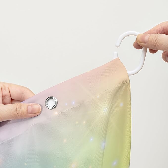 AILONEN Sparkling Stars Shower Curtain, Rainbow Shining Stars Cloth Bath Curtain Set for Girls Teens Kids Rainbow Lover,Fantasy Gradient Shower Curtain Liner,72" W*78" H
