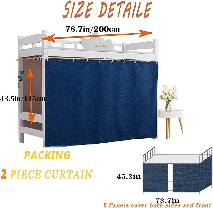 Dorm Home Solid Thicken Bunk Blackout Bed Curtains Cloth Bed Canopy Students Single Sleeper,2panel