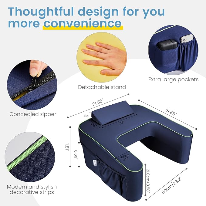 Reading Pillow for Gaming,Lap Desk Pillow for Laptop,Arm Rest Pillow for Reading, Working, Crocheting, Playing Steam Deck Switch or Sitting in Bed,Sofa