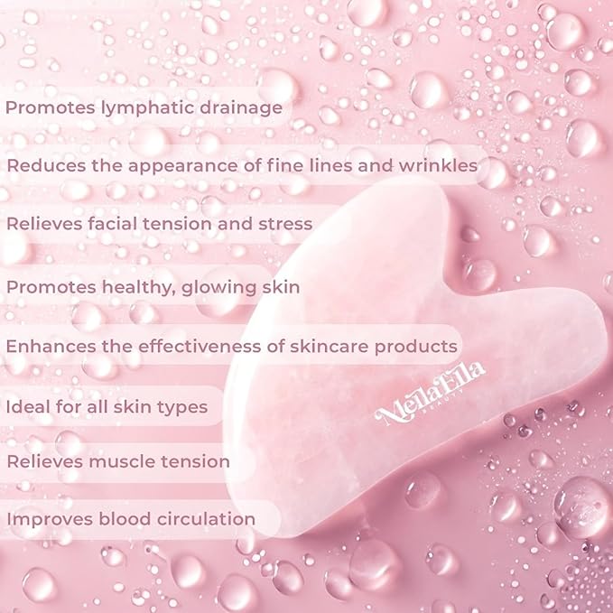 MELLA ELLA BEAUTY- Rose Quartz Gua Sha - Premium Quality Facial Sculpting Tool - Lymphatic Drainage - Anti-Aging - Slimming & Firming - Skincare Tool - Giftable