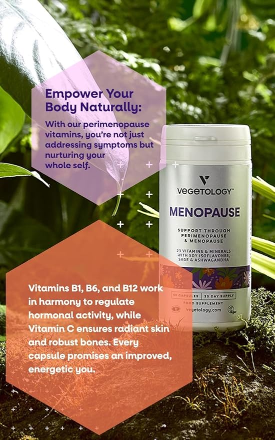 Vegan Menopause Supplements (60 Capsules) — Perimenopause and Menopause Vitamins — Women's Supplements — Perimenopause Supplements for Women — Food Supplement — Menopause Support