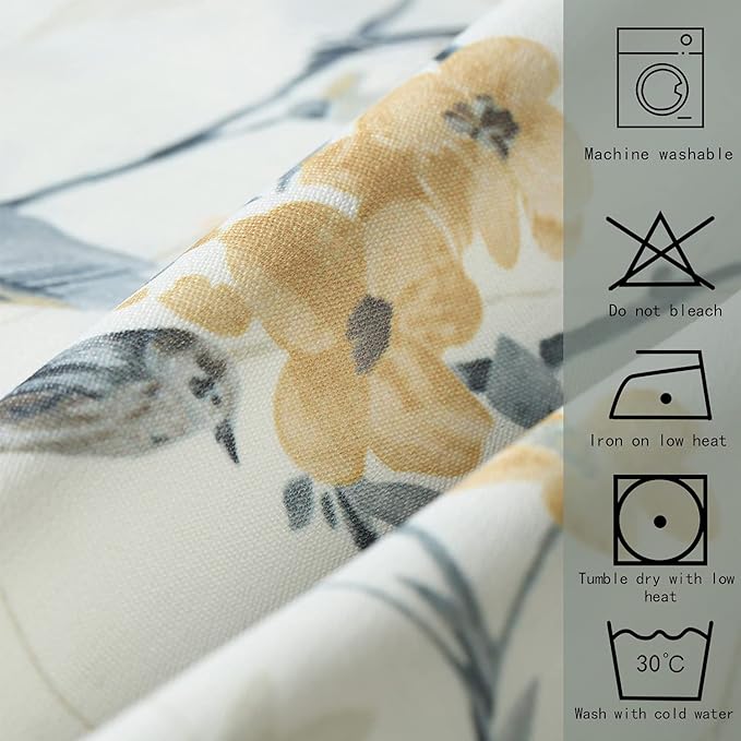 Leeva Birds Vines Printed Semi-Blackout Curtains Valances for Kitchen Bath Laundry Bedroom Living Room, Rod Pocket Valance for Windows, 52 x 18 Inch, Grey Birds, One Panel