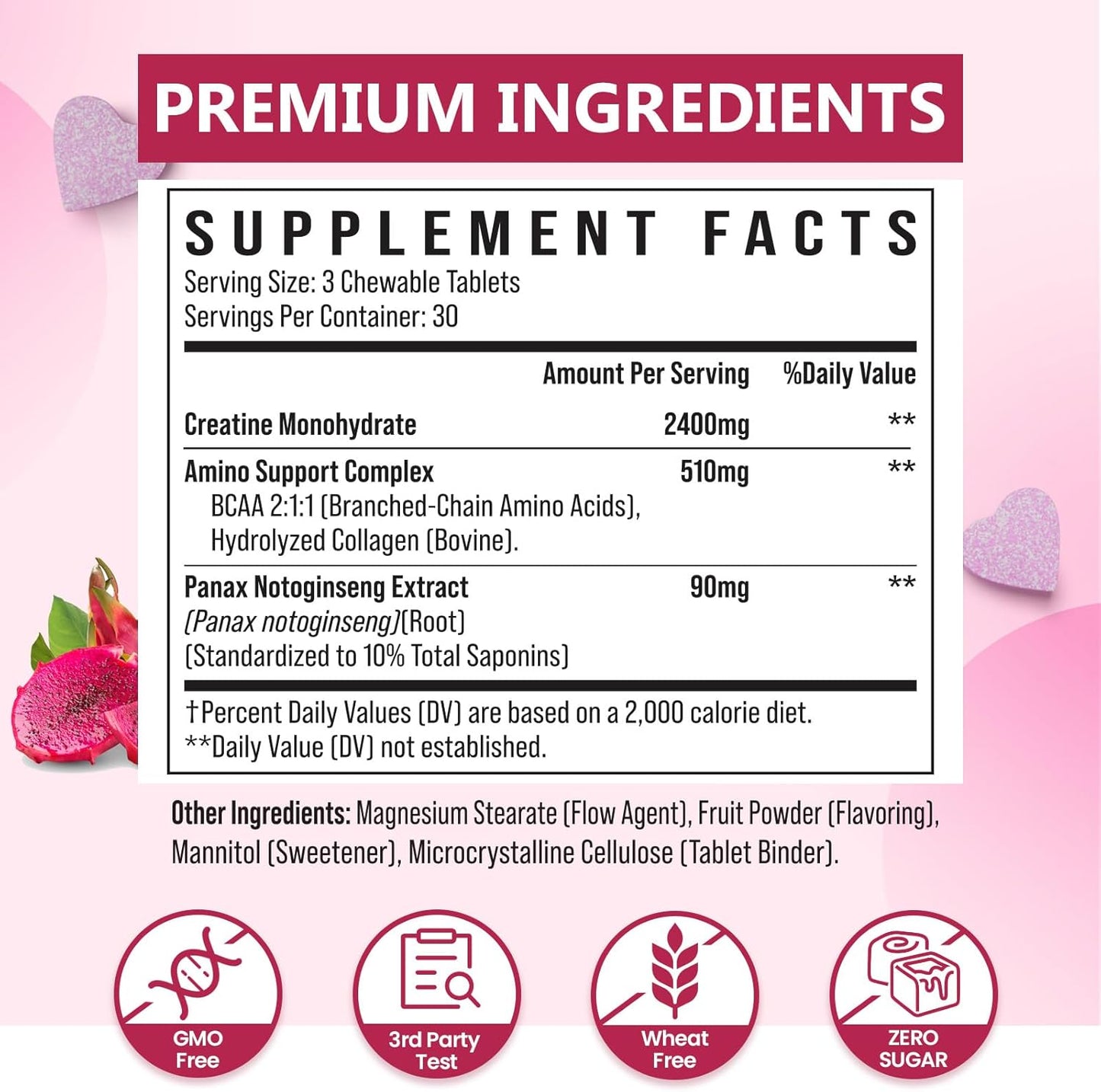 Creatine for Women | with Hydrolyzed Collagen, BCAA | 3g Creatine Chews for Women Booty Gain, Lean Muscles, Recovery & Energy, Vegan, Sugar Free Creatine, Powder Alternative, 60 Servings