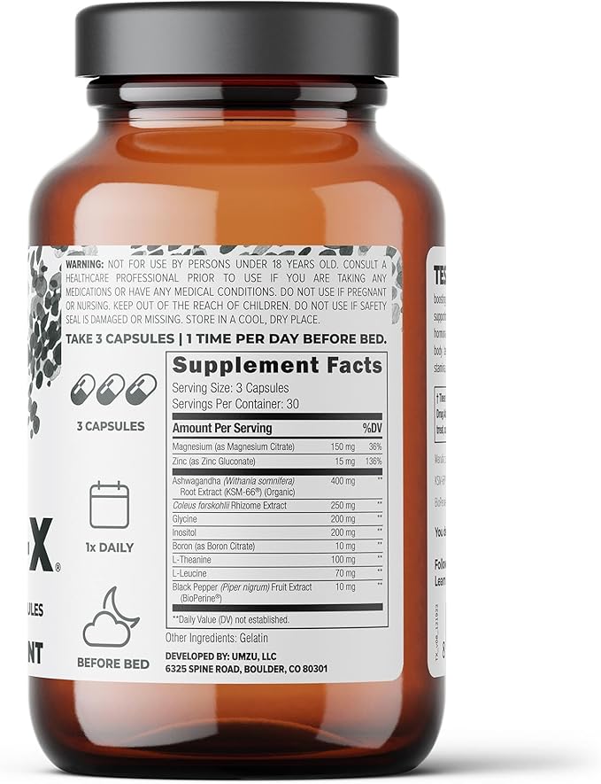 UMZU Testro-X Testosterone Supplement for Men | Support Energy, Strength, Stamina & Healthy T Levels (30 Day Supply | 90 Capsules)