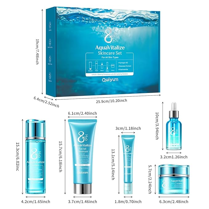 Skin Care Sets for Women, Beauty Hydrated Skincare 5 PCS, Smooth Firm Repair Glow Up, Facial Skincare Routine Kit, Skincare Gift Sets for Face Cleanser, Cream, Eye Cream, Toner, Serum