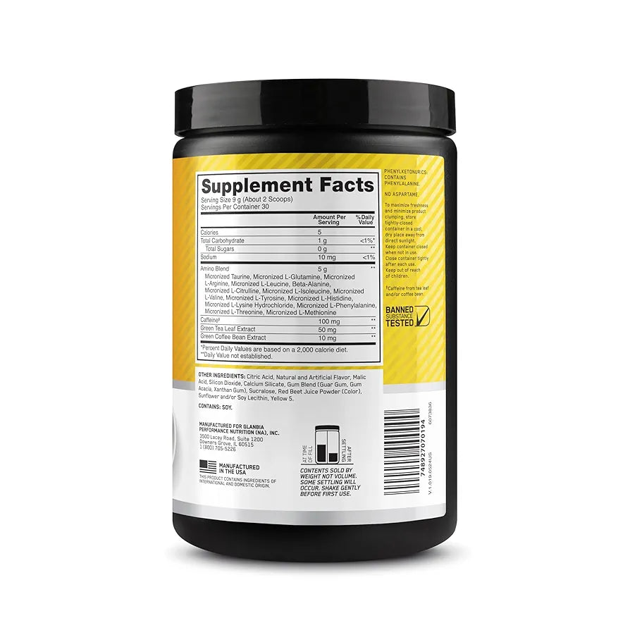 Optimum Nutrition New Flavor Amino Energy - Pre Workout with Green Tea, BCAA, Amino Acids, Keto Friendly, Green Coffee Extract, Energy Powder - Rainbow Sherbet, 30 Servings