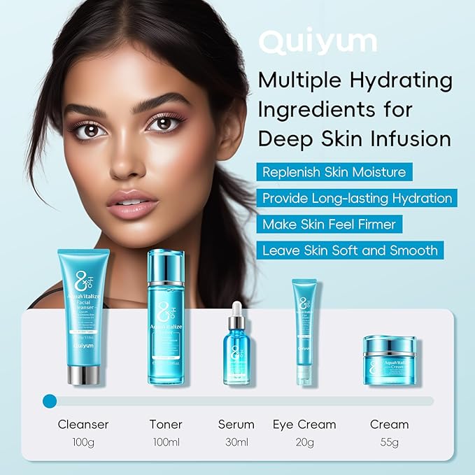 Skin Care Sets for Women, Beauty Hydrated Skincare 5 PCS, Smooth Firm Repair Glow Up, Facial Skincare Routine Kit, Skincare Gift Sets for Face Cleanser, Cream, Eye Cream, Toner, Serum