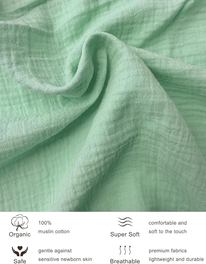 Light Green Bassinet Mattress Sheets, Muslin Bassinet Sheet 32"x16" for Rectangle, Oval, Hourglass Bassinet Mattress, Moses Basket Sheets (46B-07)