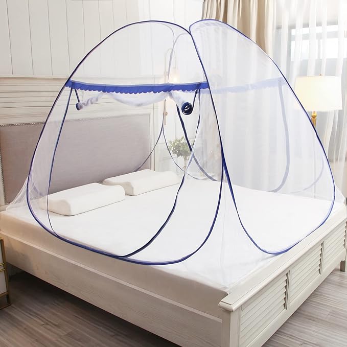 Pop-up Mosquito net Double Bed,L79x W59 x H59 in Double Door Zip Portable Tent Travel Mosquito net Free-Standing use one Compartment to Install Suitable for Bedroom no Hooks no Chemicals