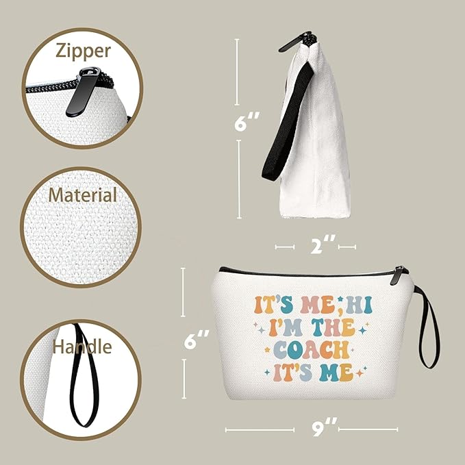 Coach Appreciation Thank You Gifts for Soccer Volleyball Basketbal Cheer Gymnastics Football Coach Funny Makeup Bag Women Its Me Hi Christmas