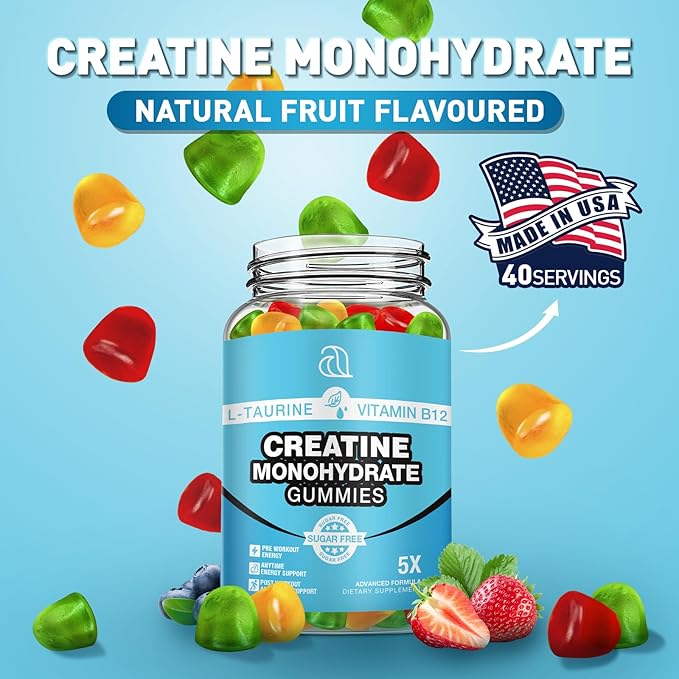2 Pack Creatine Monohydrate Gummies 5000mg for Men & Women, 160 Count Chewable Creatine for Muscle Strength, Energy Boost, Muscle Builder, Creatine Supplement Made in USA