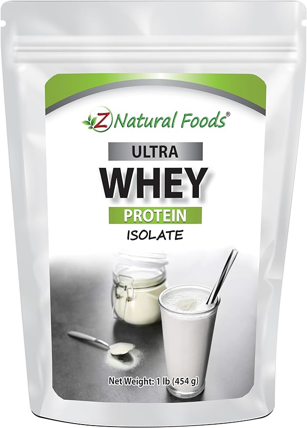 Z Natural Foods Ultra Whey Protein Isolate Powder - Pure, Unflavored, Unsweetened Whey Protein Powder - Flavorless Whey Isolate with Vital Proteins for Fitness, Sports Nutrition, Immune Support, 1 lb