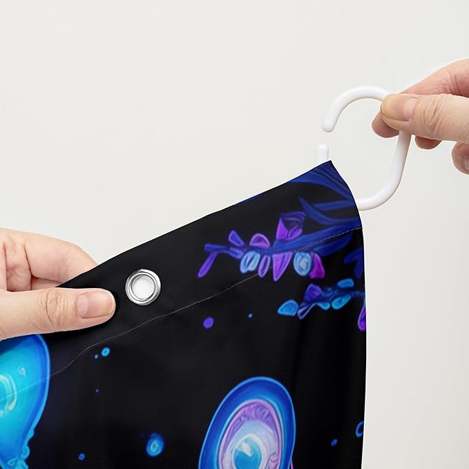 AILONEN Mushroom Shower Curtain for Bathroom, 3D Oil Painting Mushroom Bath Curtain,Blue Purple Fairy Fantasy Fungus Botanical Decoration Waterproof Curtain with 12 Plastic Hooks, 72" W*84" H