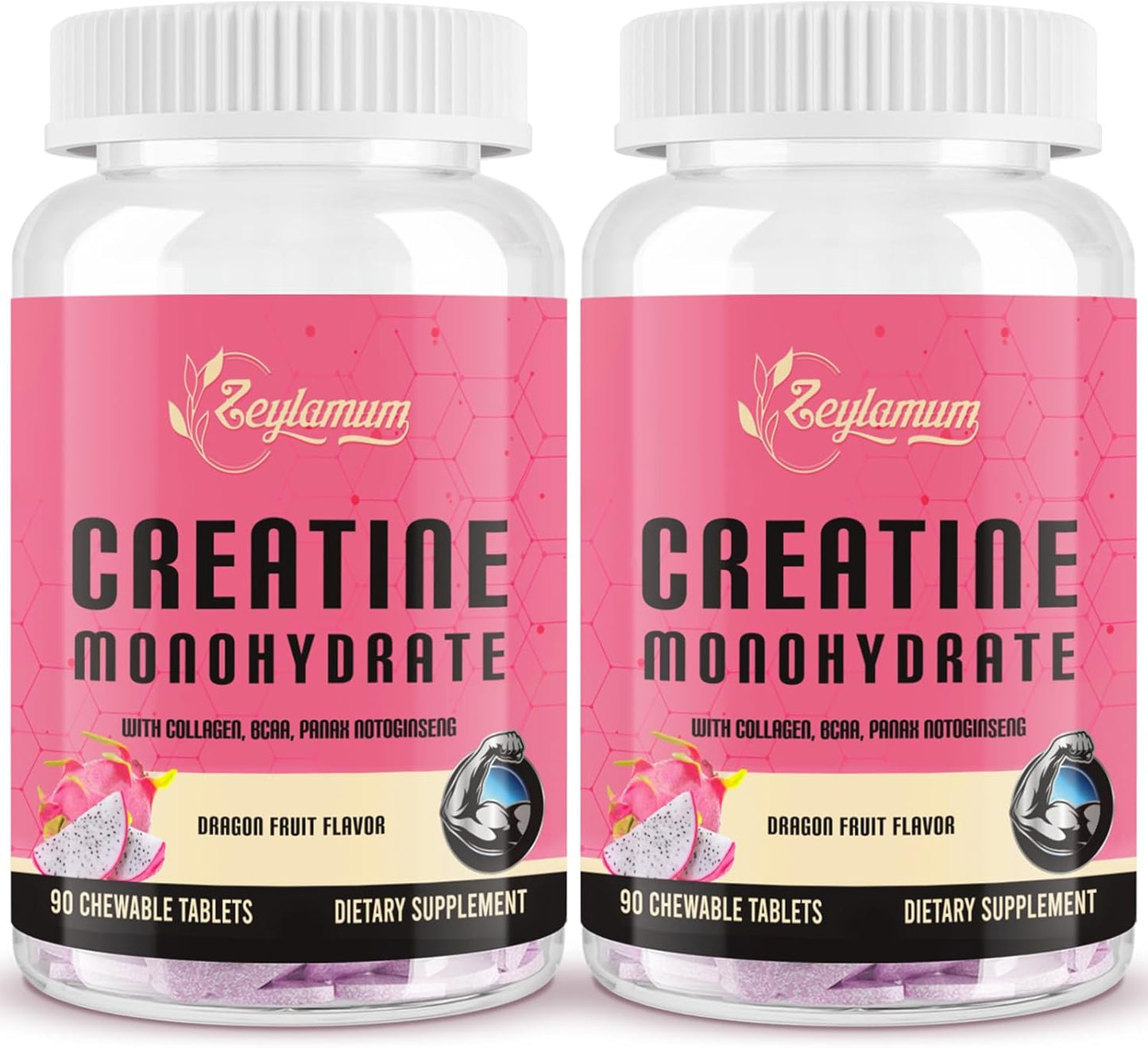 Creatine for Women | with Hydrolyzed Collagen, BCAA | 3g Creatine Chews for Women Booty Gain, Lean Muscles, Recovery & Energy, Vegan, Sugar Free Creatine, Powder Alternative, 60 Servings