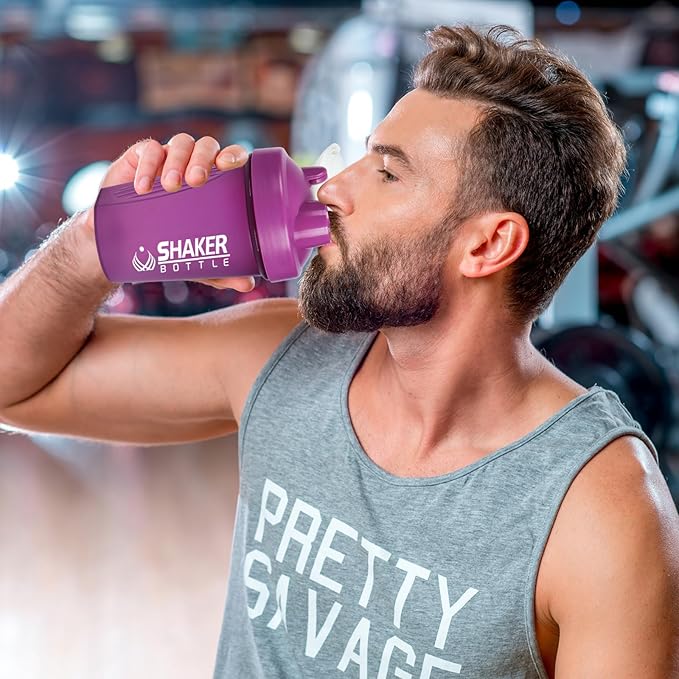 Shaker Bottle, 400ml Small Protein Shaker Cup with Mixing Ball for Smooth blending, Leak-Proof GYM Workout Water Bottles for protein& Smoothie Shake,Bpa Free (13oz / Purple)