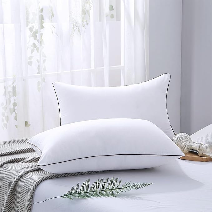 HUXMEYSON Pillows Standard Size Set of 4, Bed Pillows Set of 4, Down Alternative Luxury Hotel Pillows for Sleeping,Standard Pillows Set of 4 for Side and Back Sleepers