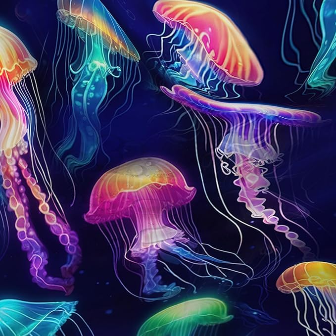 AILONEN Colorful Jellyfish Shower Curtain,Beautiful Jellyfish Bath Curtain Set for Kids Girls,Coastal Animal Fabric Shower Curtains for Bathroom, 60" W*72" H