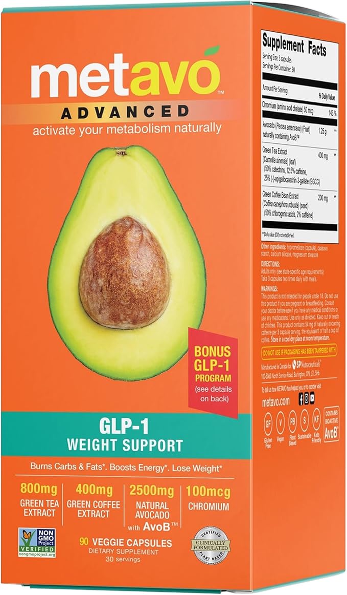 Advanced GLP-1 Weight Support | Metabolism & Appetite Control - Curb Cravings, Boost Metabolism | 90 Easy to Swallow Capsules