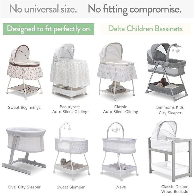 Bassinet Fitted Sheets for Delta Children and Simmons Kids Bassinet - Fits 16 x 32 Inch Oval Bassinet Mattress Pad – Snuggly Soft 100% Jersey Cotton – Beige + Rusty Brown – 2 Pack