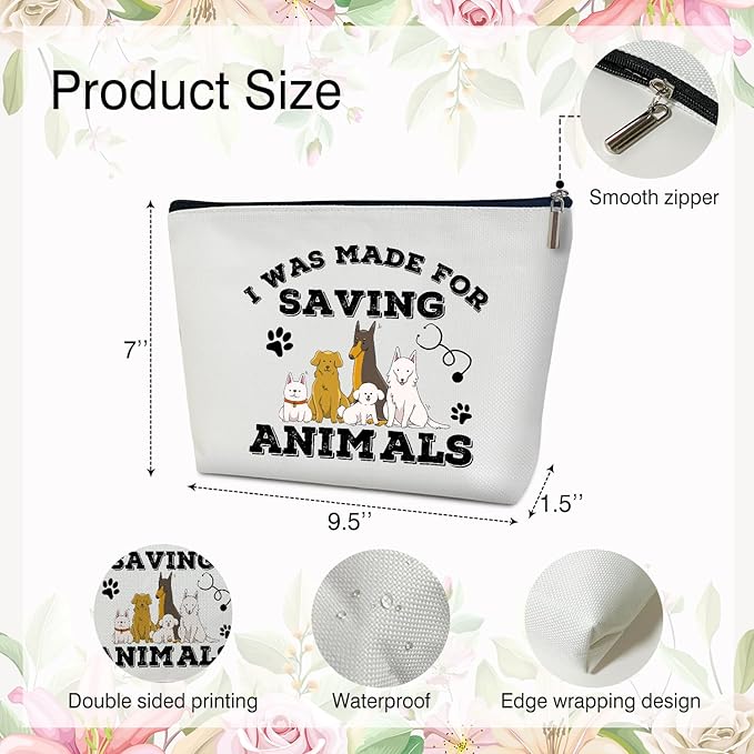Multifunction Makeup Bag Purse - Animal Print, Gift for Her, Vet Tech Student, Travel Accessories -08