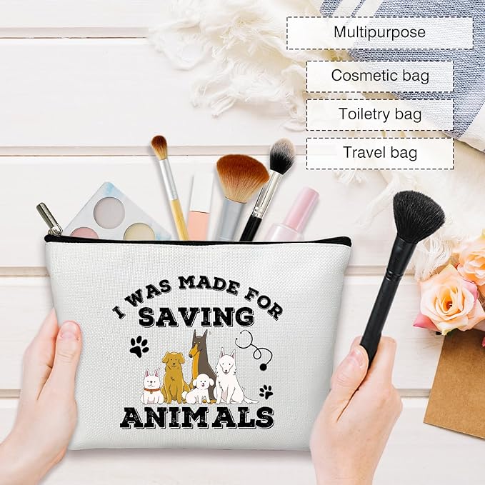 Multifunction Makeup Bag Purse - Animal Print, Gift for Her, Vet Tech Student, Travel Accessories -08