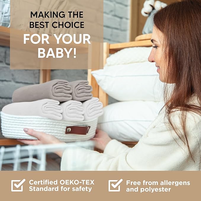 Bassinet Fitted Sheets - Compatible with Fodoss, Mika Micky & Dream on Me Poppy Traveler Bassinet | 100% Organic Jersey Cotton - White + Grey | 32x19 (2 Pack)