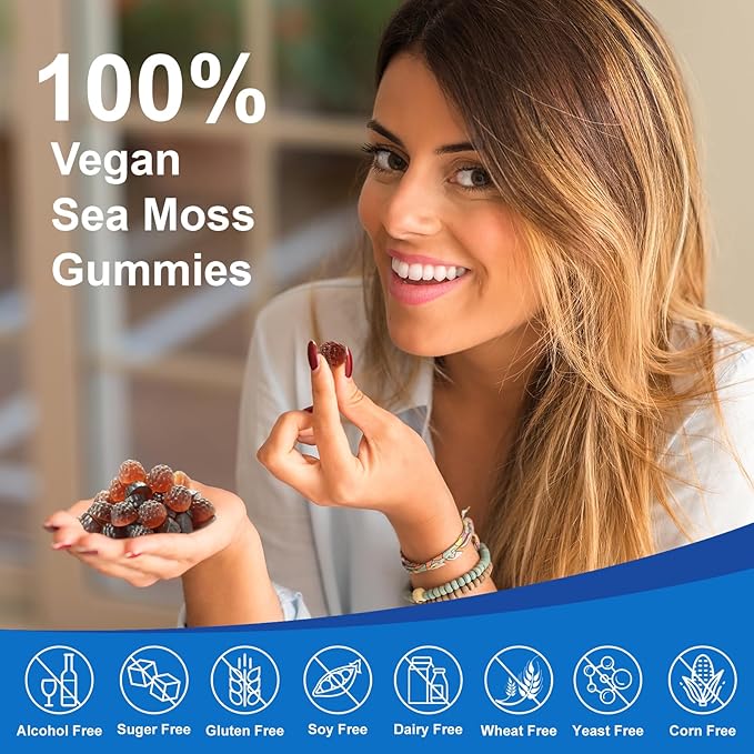2Pack Supervegan Sea Moss Gummies with Black Seed Oil,Ashwagandha, Vitamin C&D for Immune Support, Digestive, Antioxidant 13 in 1 Bundle, Sea Moss Chlorophyll Advanced Strength Formula 120 Gummies