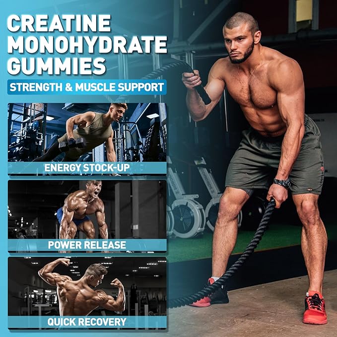 2 Pack Creatine Monohydrate Gummies 5000mg for Men & Women, 160 Count Chewable Creatine for Muscle Strength, Energy Boost, Muscle Builder, Creatine Supplement Made in USA