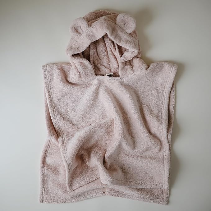 mushie Poncho Towel for Toddlers and Kids (Blush) | Organic Terry Cotton | Ages 1-3 Years