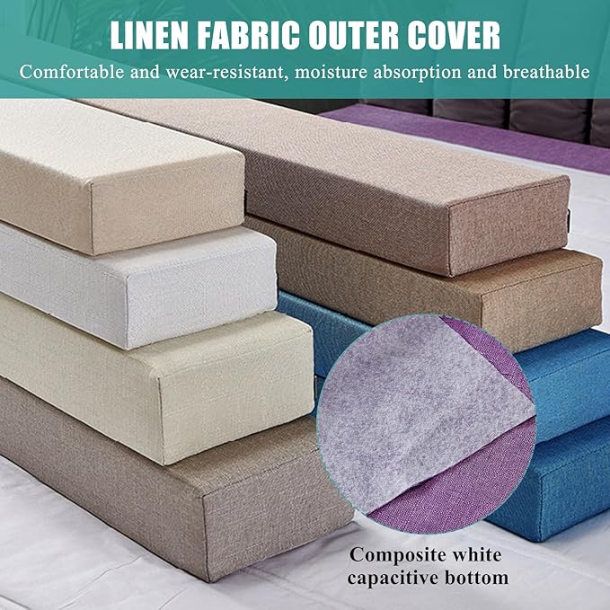 Mattress Extender, Bed Gap/Space Filler, Headboard Pillow Between Headboard and Mattress or Wall, High-Density Foam with Removable Cover(Light Grey-Cal King-72 * 6 * 8in)