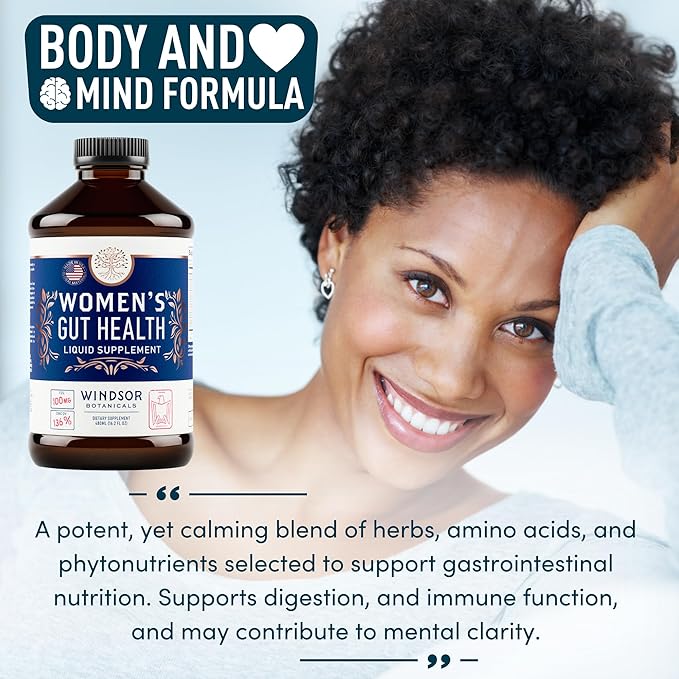 Complete Gut Health Supplements for Women - IBS Relief, Gut Support Liquid with FOS Prebiotic, L Alanyl, L Glutamine and Herbal Blend - Leaky Gut Repair & Gut Cleanse Detox for Women - 16oz (480ml)
