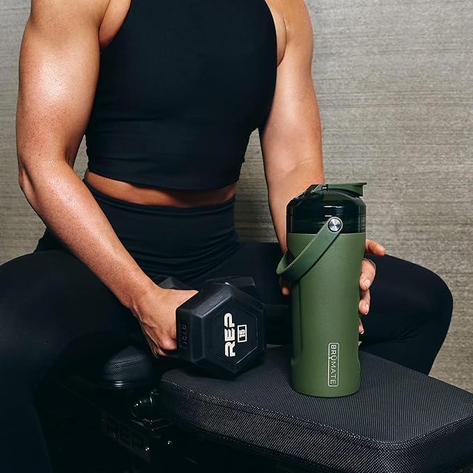 BrüMate MultiShaker Blender Shaker Bottle | 100% Leakproof Insulated Stainless Steel Shaker Bottle | Protein Shaker Bottle, and Pre Workout Bottle for the Gym | 26oz (Rose Taupe)