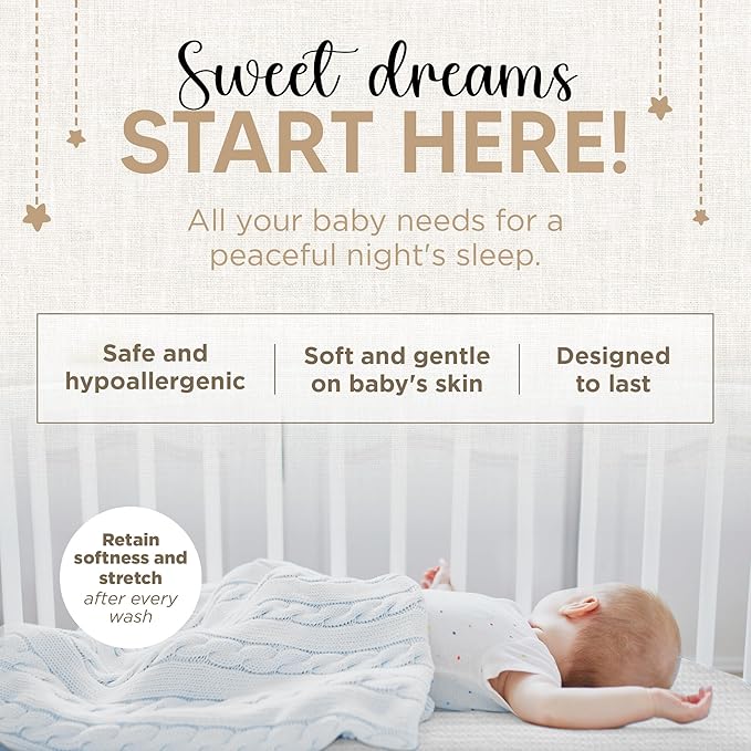 Bassinet Fitted Sheets - Compatible with Halo Bassinest Swivel Sleeper | 100% Organic Muslin Cotton - White + Grey | 30x16 (2 Pack)