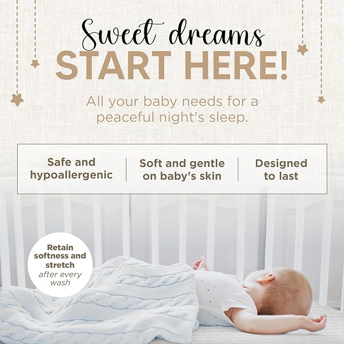Bassinet Fitted Sheets - Compatible with 4moms MamaRoo Sleep Bassinet | 100% Organic Muslin Cotton - White + Grey | 30x18 (2 Pack)