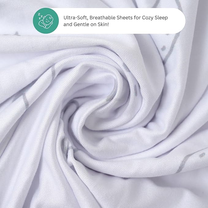 TansyPanda Bassinet Sheets for Munchkin Brica Pod, 4moms MamaRoo, Nordmiex, Beberoad Travel Bassinet, 3PC, 18 x 30 Inch, Ultra Soft, Breathable, Snug Fit, Unisex Boys and Girls (Moon, Stars, Clouds)