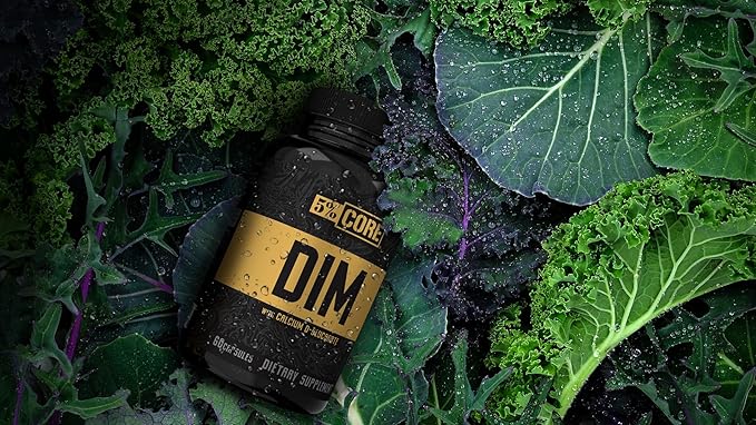 5% Nutrition Core DIM Supplement | Estrogen Regulation Support for Men & Women | Natural Diindolylmethane w/Calcium D-Glucarate, Organic Broccoli Powder + Bioperine (30 Servings / 60 VegCaps)