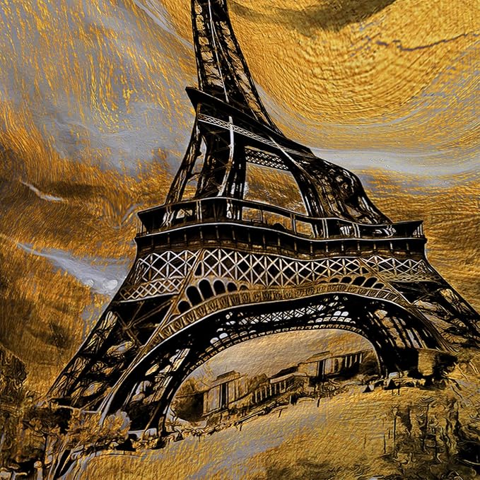 AILONEN Eiffel Tower Shower Curtain,Afterglow Tower Bathroom Fabric Shower Curtain for Boys Kids Teens, 72" W*72" H Vintage Orange & Black Style Paris Tower Bathroom Decor