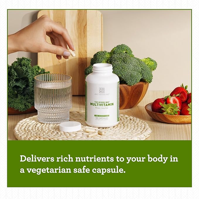Amy Myers MD Multivitamin for Women and Men, Immune and Thyroid Support, Stress Relief - Activated B Vitamins, Zinc, Selenium, Iodine - Rich in Nutrients and Minerals, Increase Energy Levels 180 Caps