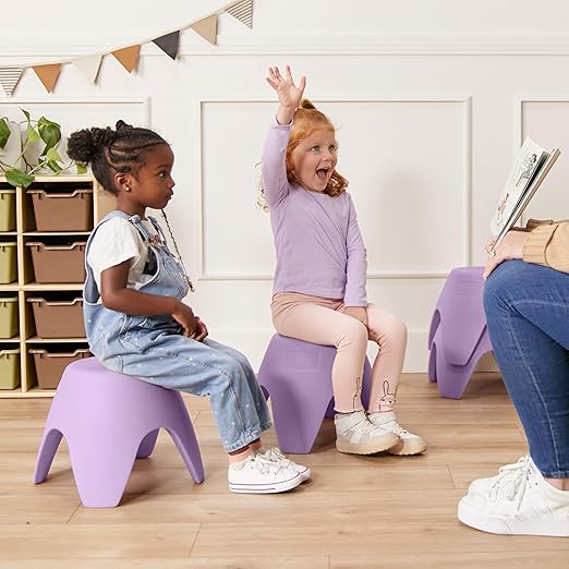 ECR4Kids Ayana Stool Set, Flexible Seating, Light Purple, 4-Pack