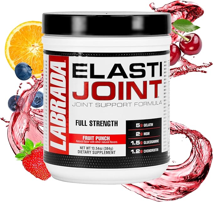 Labrada Nutrition Elastijoint, Fruit Punch. Glucosamine Joint Support Supplement Powder for Men & Women, Joint Pain Relief & Bone Health Supplement with MSM, Glucosamine Chondroitin MSM - Gluten-Free