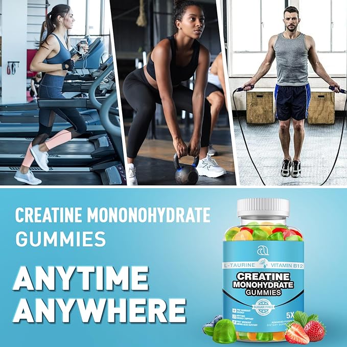 2 Pack Creatine Monohydrate Gummies 5000mg for Men & Women, 160 Count Chewable Creatine for Muscle Strength, Energy Boost, Muscle Builder, Creatine Supplement Made in USA