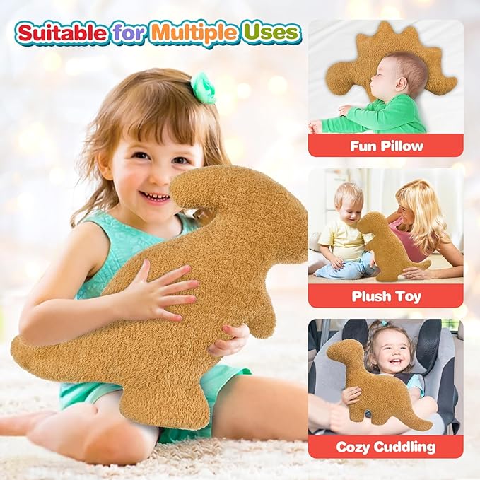 Dino Nugget Pillow, Dinosaur Chicken Nuggets Plush, Dinosaur Stuffed Animals Funny Gifts for Teen Boys Girls, Fun Pillow is Cute Dinosaur Gift for Kids (Small, Parasaurolophus)