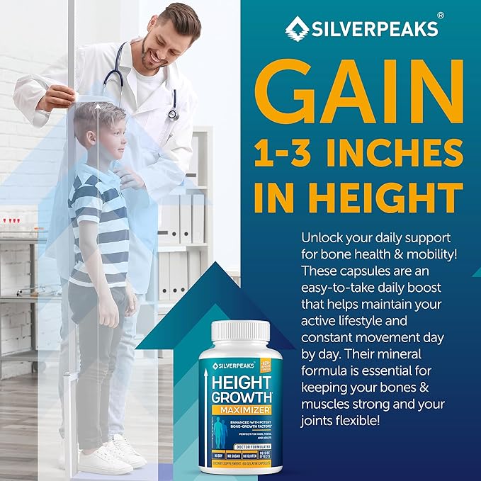 Growth Capsules to Grow Taller - Height Growth Maximizer with Calcium for Bone Strength - Made in USA - Natural Get Taller Supplement - Free of Growth Hormone - Pack of 3