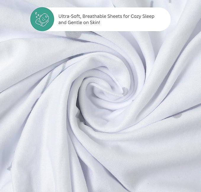 TansyPanda Bassinet Sheets for Halo Bassinest Swivel, Flex, Glide, Premiere and Luxe Series Sleeper, Pack of 3, 33 X 17 Inch, Ultra Soft, Snug Fit, Unisex Boys Girls, Gray White (Moon, Stars, Clouds)