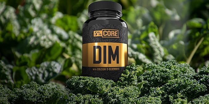 5% Nutrition Core DIM Supplement | Estrogen Regulation Support for Men & Women | Natural Diindolylmethane w/Calcium D-Glucarate, Organic Broccoli Powder + Bioperine (30 Servings / 60 VegCaps)