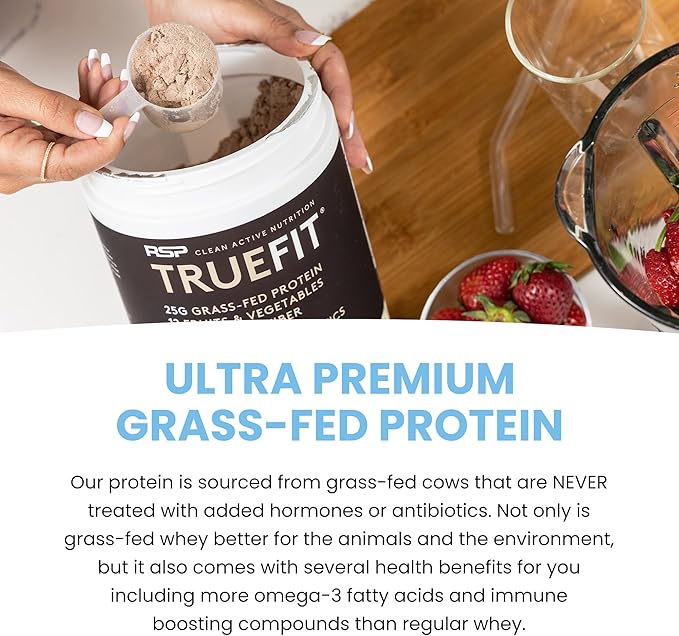 TrueFit Gut Healthy Protein Powder, Grass-Fed Whey Meal Replacement Shake with Prebiotics, Probiotics, & Organic Superfoods, Keto Friendly, Gluten Free