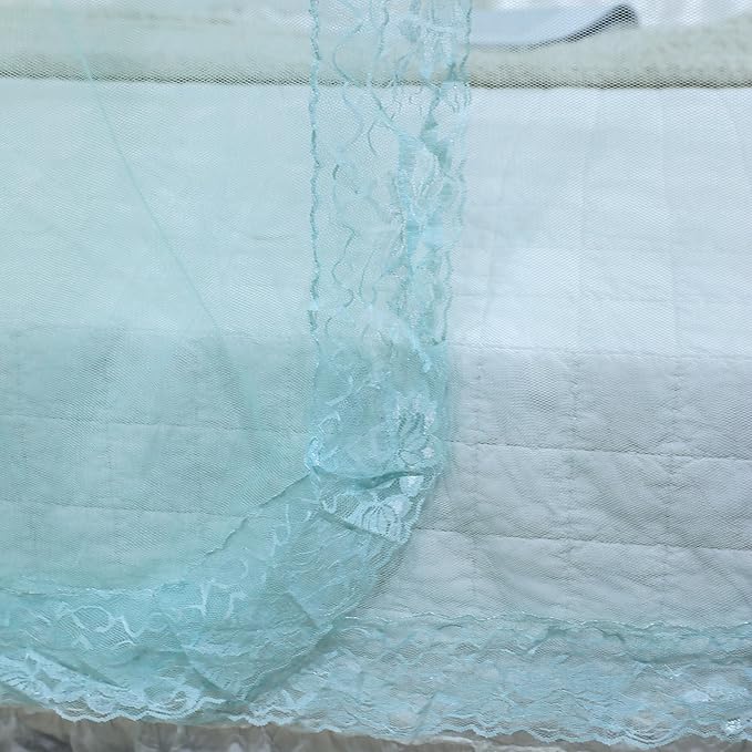 Bed Canopy, Princess Bed Curtain Net for Girls & Adults,Three-Doors Rectangle Lace Dome Netting (Green, Queen)