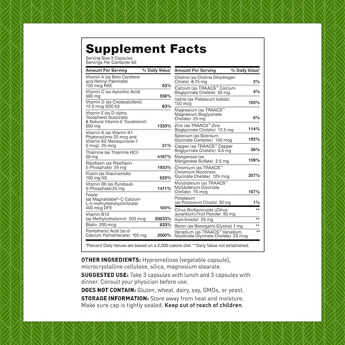 Amy Myers MD Multivitamin for Women and Men, Immune and Thyroid Support, Stress Relief - Activated B Vitamins, Zinc, Selenium, Iodine - Rich in Nutrients and Minerals, Increase Energy Levels 180 Caps