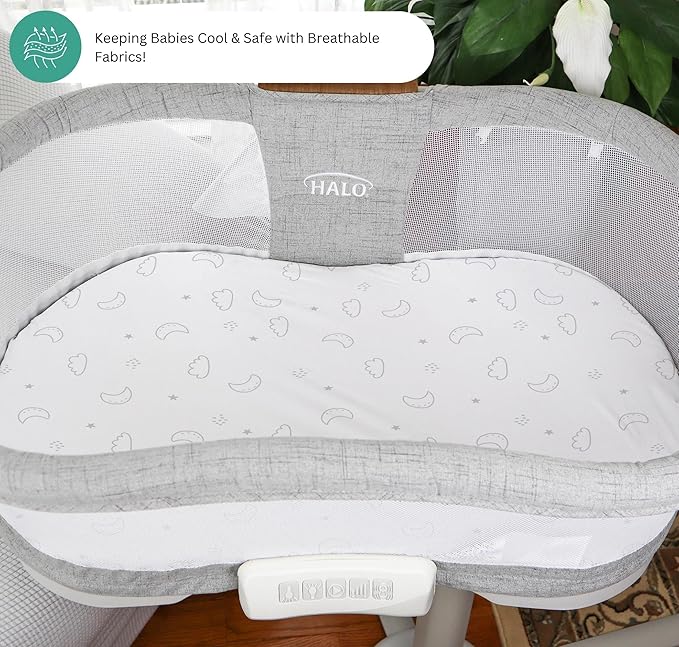 TansyPanda Bassinet Sheets for Halo Bassinest Swivel, Flex, Glide, Premiere and Luxe Series Sleeper, Pack of 3, 33 X 17 Inch, Ultra Soft, Snug Fit, Unisex Boys Girls, Gray White (Moon, Stars, Clouds)