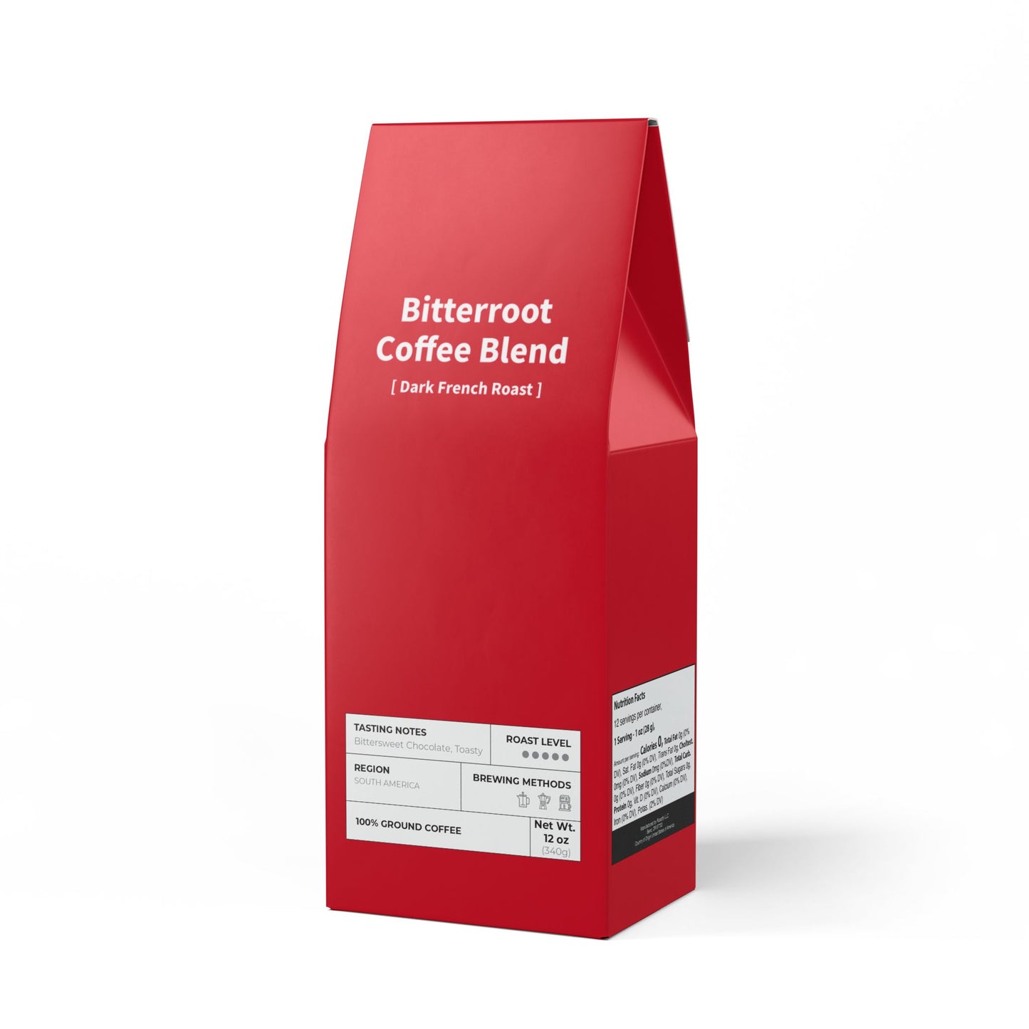 HBS, Bitterroot Coffee Blend (Dark French Roast), Red Package